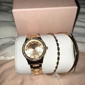 Rose gold watch and 2 bracelets(NEW)
